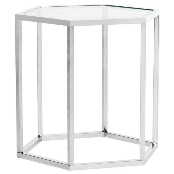 Safavieh Teagan Glass and Chrome Hexagon End Table