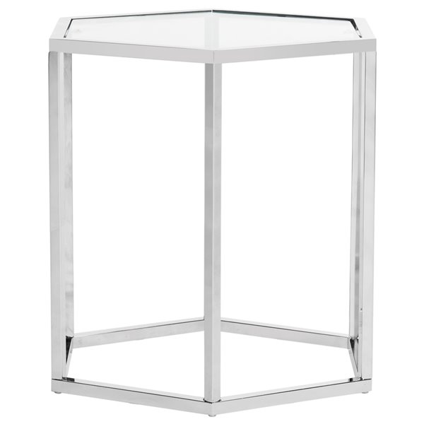 Safavieh Teagan Glass and Chrome Hexagon End Table