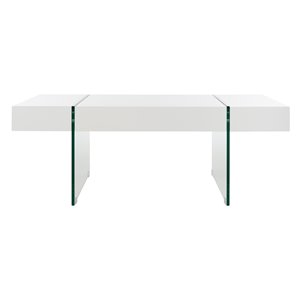 Safavieh Jacob Rectangular Glass Leg Modern Coffee Table - White