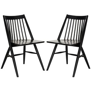 Safavieh Wren 19-in H Spindle Dining Chair  - Black Seat and Finish (Set Of 2)