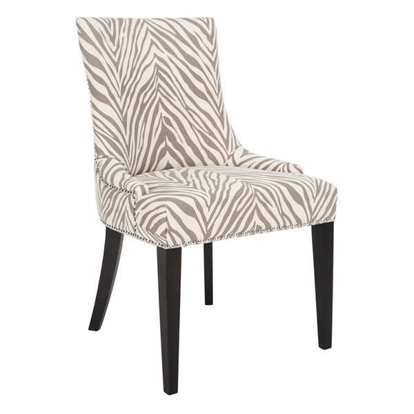 Safavieh Becca 19-in H Grey/White Zebra Dining Chair  - Grey Zebra Seat and Espresso Finish