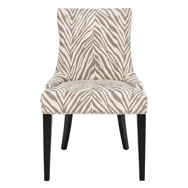 Safavieh Becca 19-in H Grey/White Zebra Dining Chair  - Grey Zebra Seat and Espresso Finish