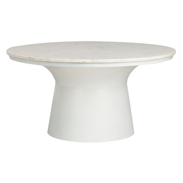 Safavieh Mila White Marble Pedestal Coffee Table 30 5 In Diameter Cof7200b Rona