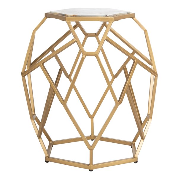 Safavieh Ava Geometric Accent Table - Agate Table Top and Gold Finish