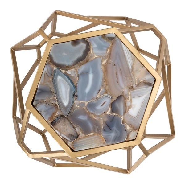 Safavieh Ava Geometric Accent Table - Agate Table Top and Gold Finish