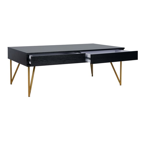 Safavieh Pine Two Drawer Rectangular Coffee Table - Black