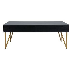 Safavieh Pine Two Drawer Rectangular Coffee Table - Black