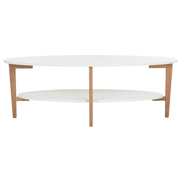 Safavieh Woodruff Oval Coffee Table, Modern Oval Nesting Coffee Table White Walnut With Storage Drawer