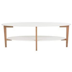 Safavieh Woodruff Oval Coffee Table - White Top and Natrual Wood Legs