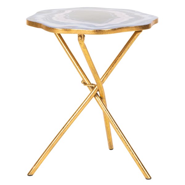 Safavieh Celeste Faux Agate Side Table - Multi Blue & Purple Table Top with Gold Finish