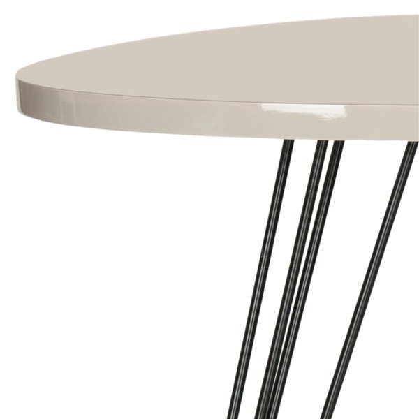 Safavieh Wolcott Side Table with Taupe Lacquer Top and Black Iron Legs