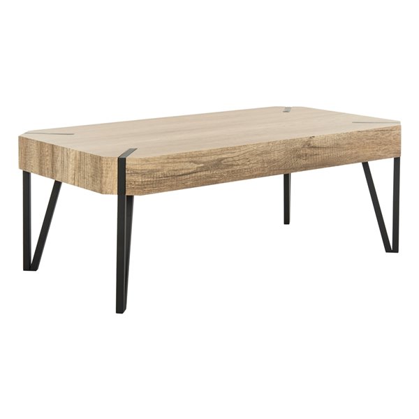 Safavieh Liann Rustic Midcentury Wood Top Rectangular Coffee Table - Natural