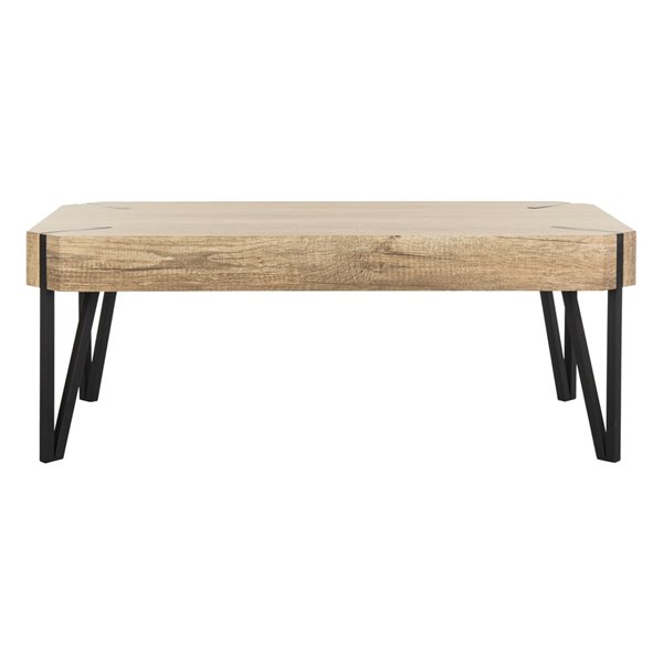 Safavieh Liann Rustic Midcentury Wood Top Rectangular Coffee Table - Natural