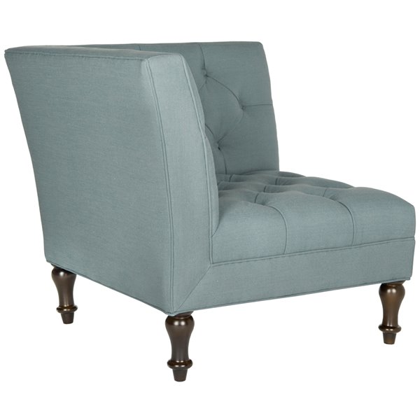 Safavieh Jack Tufted Corner Chair - Sky Blue/Espresso