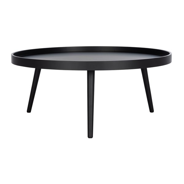 Black Wood Tray Top Coffee Table, Round Black Wood Coffee Table