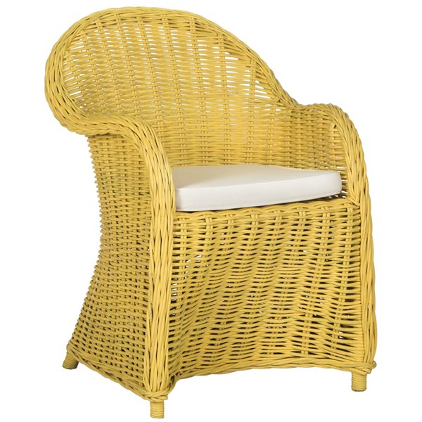 yellow rattan chair