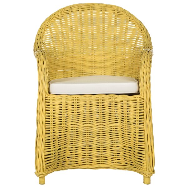 yellow wicker outdoor chair