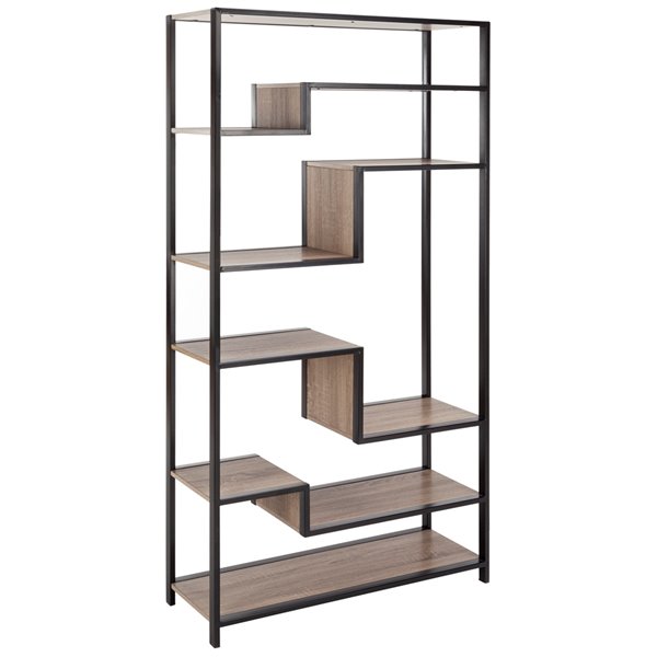 Safavieh Joanna Retro Mid Century Wood Etagere - Oak and Black