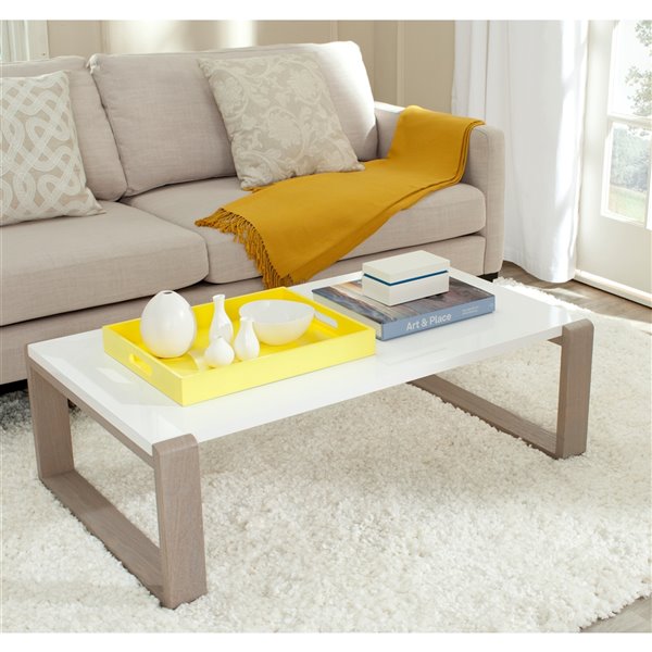 Safavieh Bartholomew Midcentury Rectangular Scandinavian Lacquer Coffee Table - White/Grey