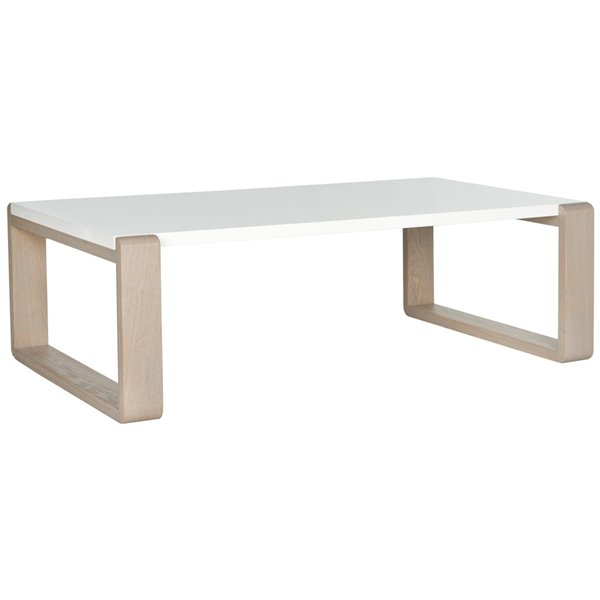 Safavieh Bartholomew Midcentury Rectangular Scandinavian Lacquer Coffee Table - White/Grey