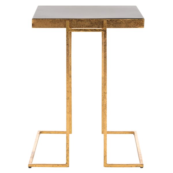 Safavieh Amarylis Greek Key Side Table with Smooth Black Top and Gold ...