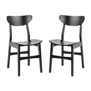 Safavieh Lucca Retro Dining Chair  - Black Seat and Finish (Set Of 2)