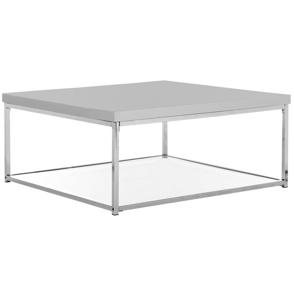 Safavieh Malone Chrome High Gloss Rectangular Coffee Table White