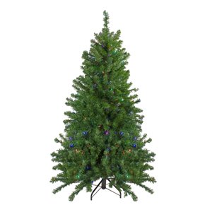 Northlight Pre-Lit Medium Canadian Pine Artificial Xmas Tree - Multicolor LED Lights - 5-ft