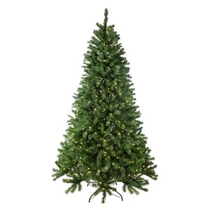 Northlight Pre-Lit Full Multi-Function Basset Pine Artificial Xmas Tree - 7.5-ft