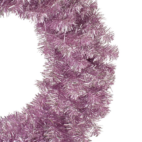 Northlight Metallic Pink Artificial Double Tinsel Christmas Wreath ...