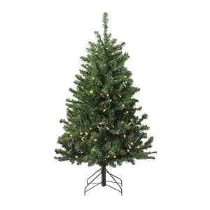 Northlight Pre-Lit Medium Canadian Pine Artificial Xmas Tree - LED Lights - 4-ft