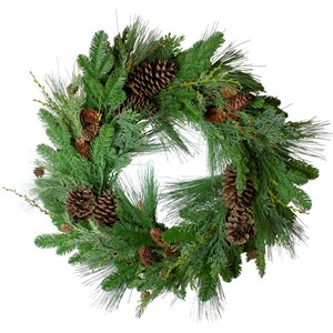 Northlight Pine Cone and Cedar Artificial Christmas Wreath - Unlit - 32-in