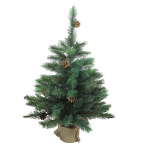 HomCom 4-ft Pre-Lit Leg Base Pine Full Green Artificial Christmas Tree with  130 Multicoloured Warm White LED Lights 830-017