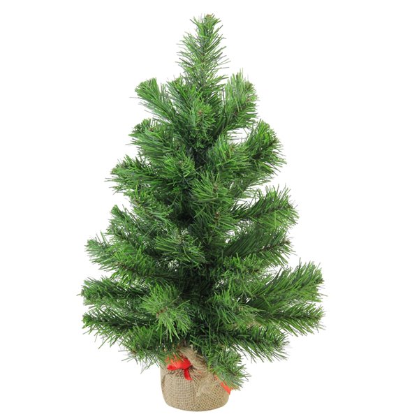 Northlight Mini Pine Medium Artificial Christmas Tree in Burlap Base - Unlit -18-in