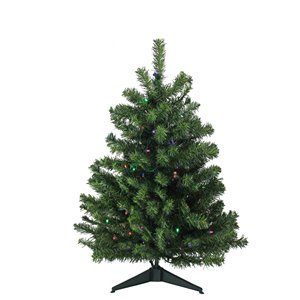 Northlight Pre-Lit Full Canadian Pine Artificial Christmas Tree - Multi Lights -  3-ft