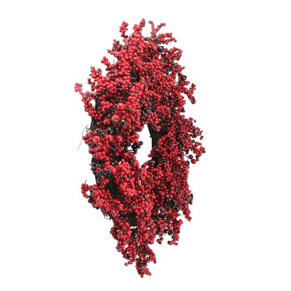Northlight Red and Brown Artificial Berry Christmas Wreath - 22-in  Unlit