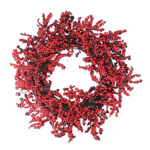 Northlight Red and Brown Artificial Berry Christmas Wreath - 22-in  Unlit