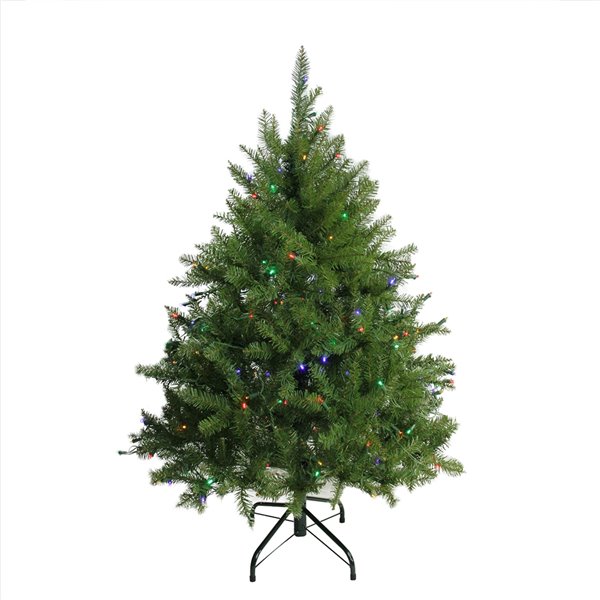 Northlight Pre-Lit Full Northern Pine Artificial Christmas Tree - Multicolor LED Lights - 4-ft