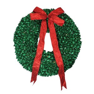 Northlight Pre-Lit Glittered Artificial Leaves Christmas Wreath - 28-in