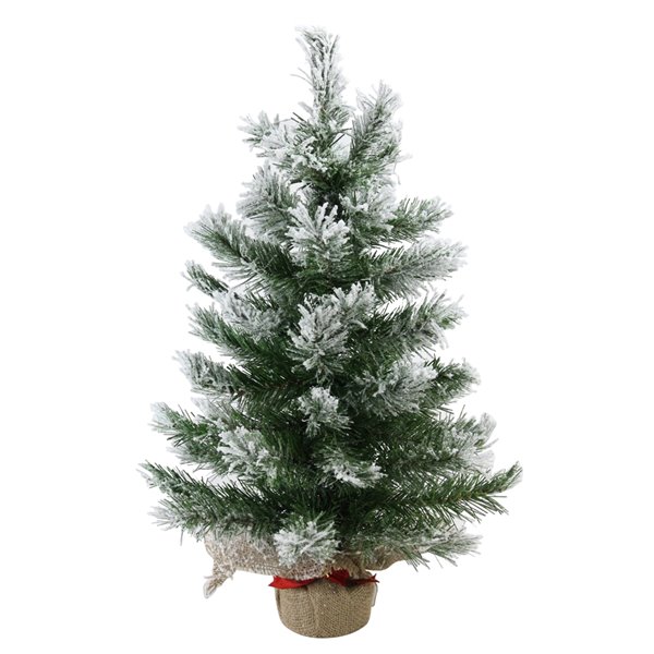 Northlight Flocked Pine Full Artificial Christmas Tree in Burlap Base - Unlit - 22-in