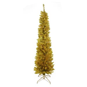 Northlight Pre-Lit Gold Tinsel Pencil Artificial Christmas Tree - Clear Lights - 6-ft