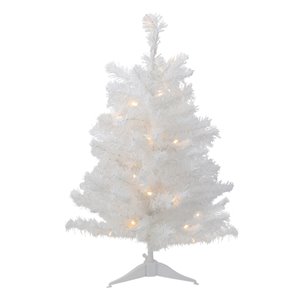 Northlight Pre-Lit White Medium Artificial Christmas Tree - Clear LED Lights - 2-ft