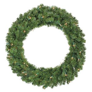 Northlight Pre-Lit Canadian Pine Artificial Christmas Wreath - Clear Lights - 36-in