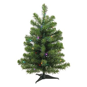 Northlight Pre-Lit Medium Canadian Pine Artificial Christmas Tree - Multicolor Lights - 2-ft