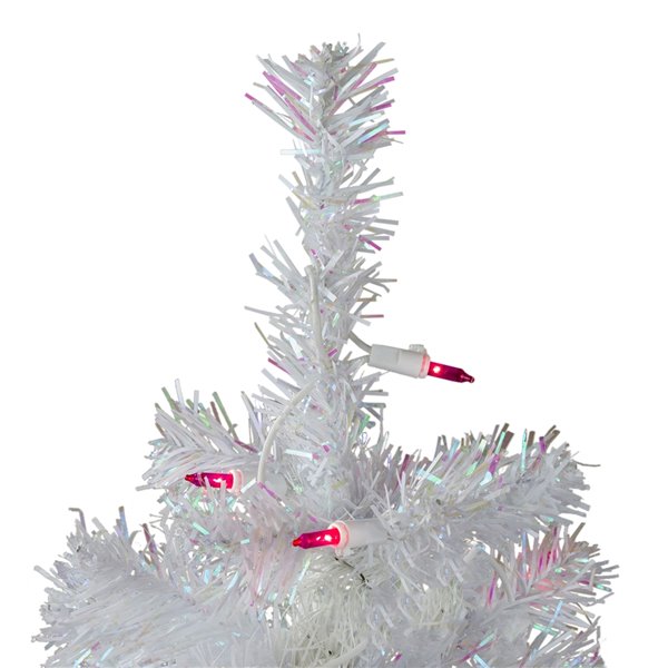 Northlight Pre-Lit White Iridescent Pine Slim Artificial Christmas Tree - Pink Lights - 3-ft