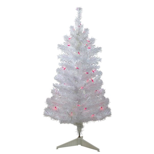 Northlight Pre-Lit White Iridescent Pine Slim Artificial ...