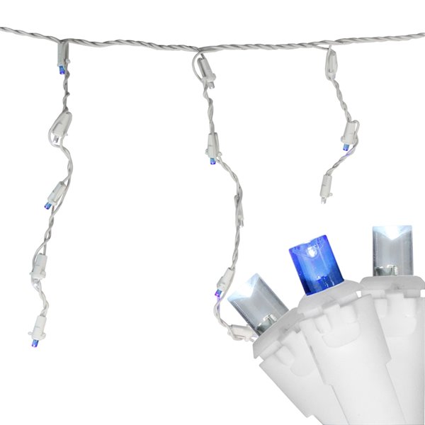 Northlight Christmas Lights 100 Blue and Pure White LED Wide Angle Icicle - 5.5 ft