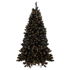 Northlight Pre-Lit LED Black Crystal Pine Artificial Xmas Tree - 7.5 ft