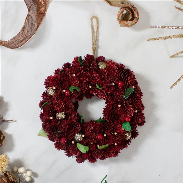 Northlight Red and Gold Pine Cone Artificial Christmas Wreath