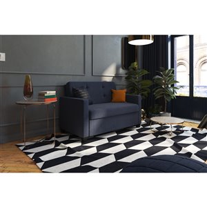 Dorel SignatureDevon Linen Sleeper Sofa with Memory Foam Mattress - Twin - Blue